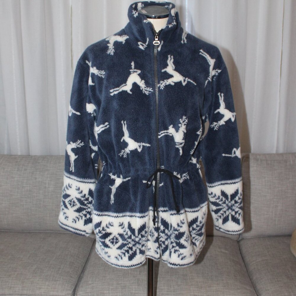 Vintage Women's Navy Reindeer WINDRIVER Medium Fleece Jacket